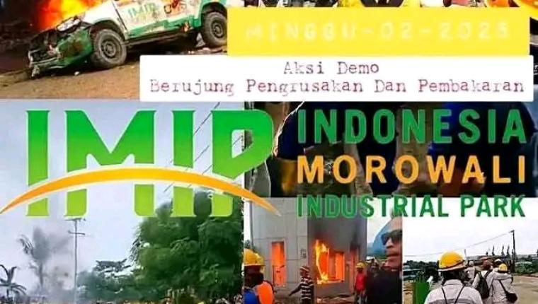 Demo Buruh PT. IMIP Ricuh, Masa Aksi Membakar POS Security dan Mobil OHS di Rusak