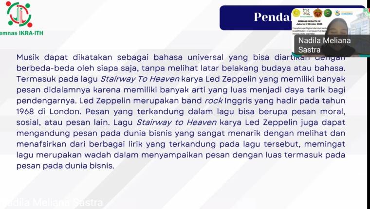 Nadila Meliana, Paparkan Analisis Semiotik dalam Seminar Nasional Industri Kreatif