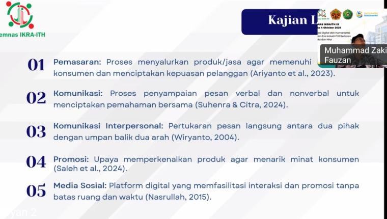 Muhammad Zaki Fauzan, Mahasiswa Ilmu Komunikasi UPI Y.A.I Tampil di Seminar Nasional Industri Kreatif