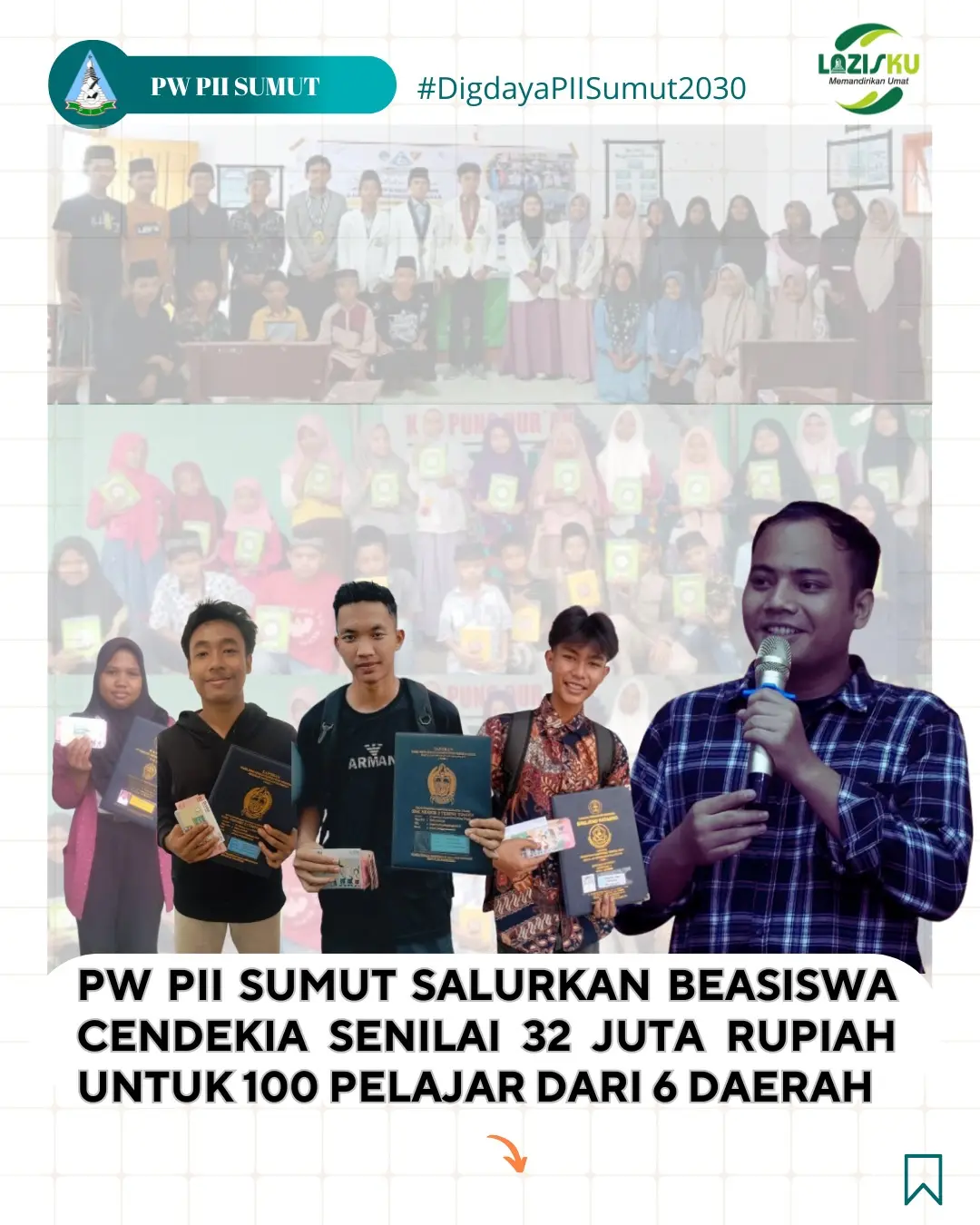 PW PII Sumut Salurkan Beasiswa Cendekia Rp32 Juta untuk 100 Pelajar dari 6 Daerah