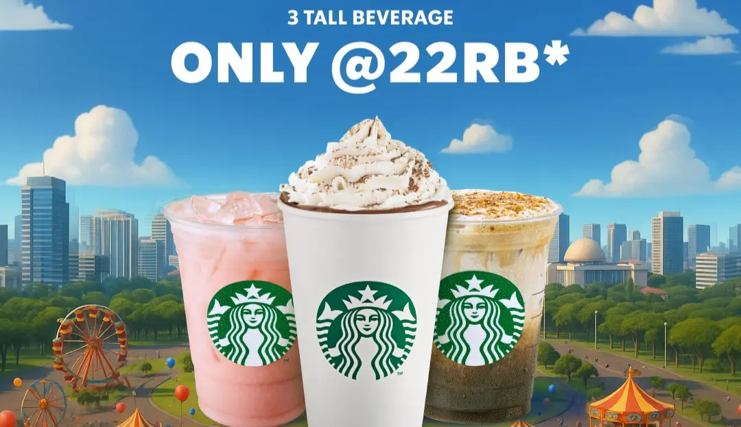 Rayakan HUT Jakarta ke-498, Starbucks Hadirkan Promo 3 Tall Rp66.000!