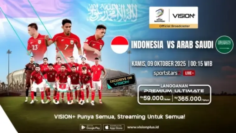 Laga Indonesia vs Arab Saudi Siap Panaskan Malam Ini, Saksikan Live Eksklusif di VISION+!