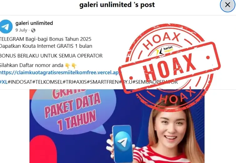 Cek Fakta: Hoaks Tautan Kuota Internet Gratis Mengatasnamakan Telegram
