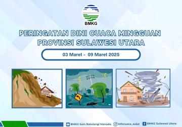 BMKG Sulawesi Utata: Peringatan Cuaca Dini Mingguan Dari Hari Senin, 3 Maret 2025 Hingga Minggu, 9 Maret 2025, Provinsi Sulawesi Utara Hari