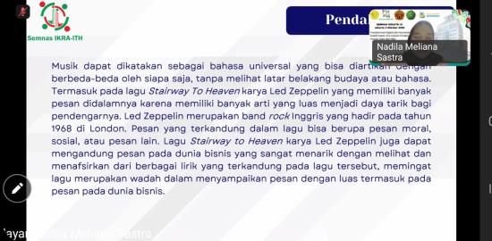 Nadila Meliana, Paparkan Analisis Semiotik dalam Seminar Nasional Industri Kreatif