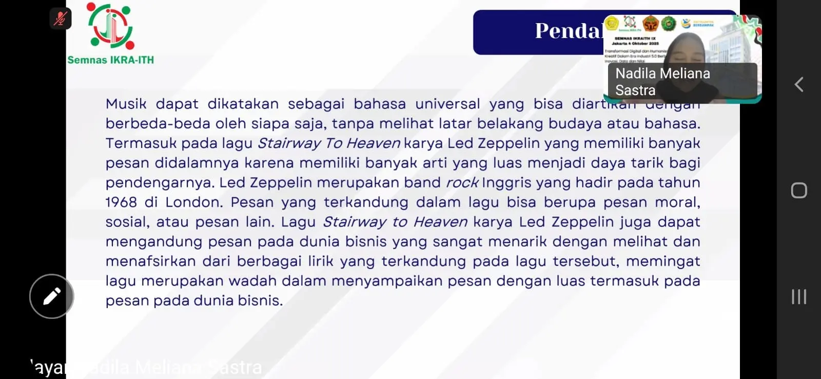 Nadila Meliana, Paparkan Analisis Semiotik dalam Seminar Nasional Industri Kreatif