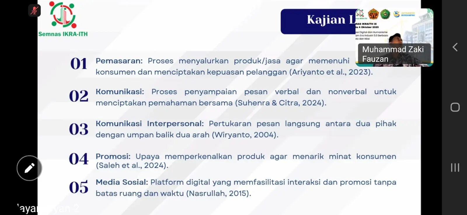 Muhammad Zaki Fauzan, Mahasiswa Ilmu Komunikasi UPI Y.A.I Tampil di Seminar Nasional Industri Kreatif