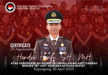 Pulihkan Aset Pemkab OKI, Andi Leo: Kejari Layak Diapresiasi