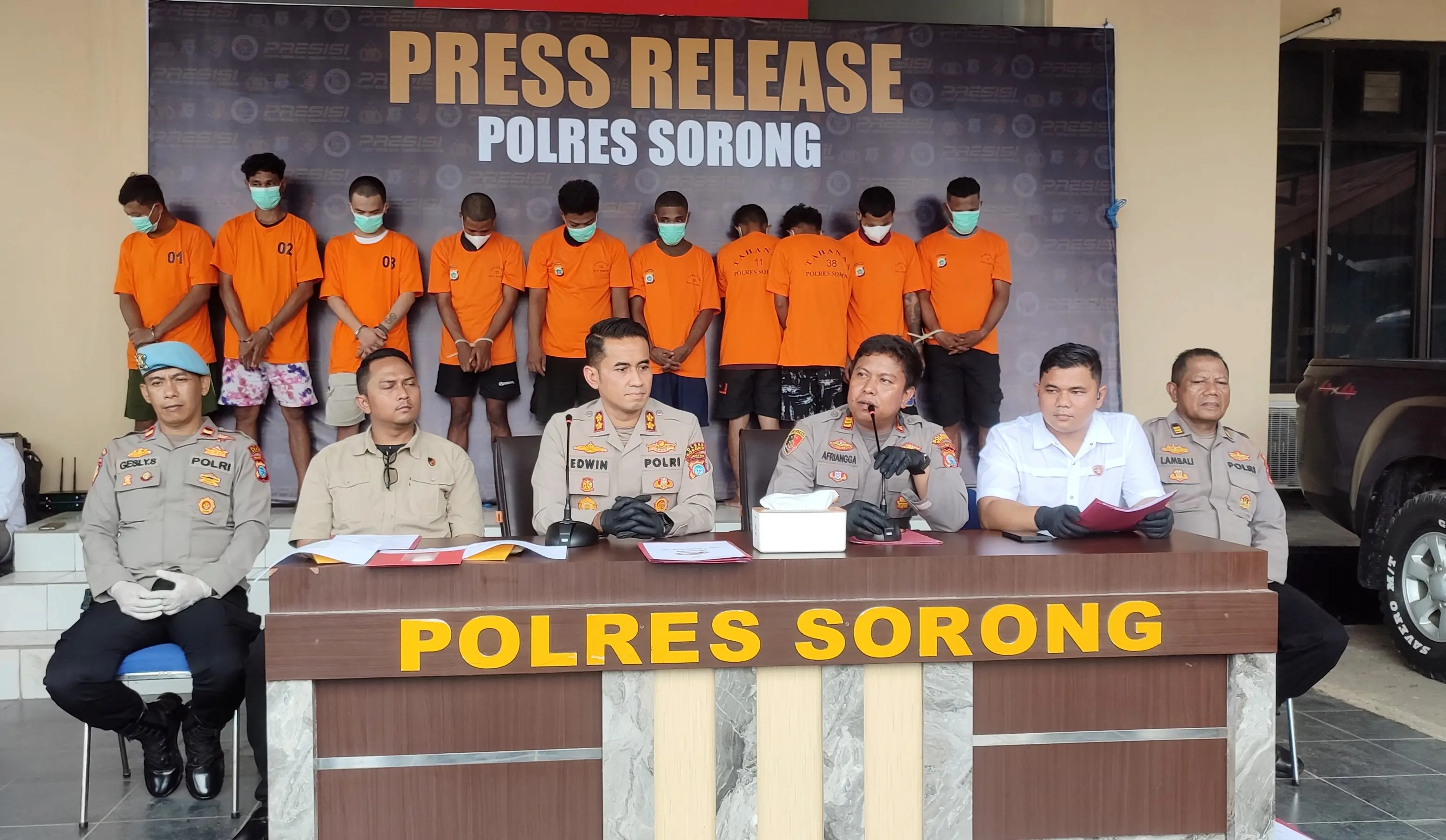 Polres Sorong Polda Papua Barat Daya Rilis Kasus Periode Januari - April 2025 : Terbanyak Kasus Narkotika