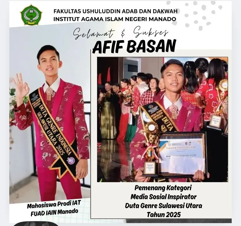 Pemilihan Duta Genre Sulut Tahun 2025: Mahasiswa IAT IAIN Manado Meraih Gelar Duta Media Sosial Inspirator 2025