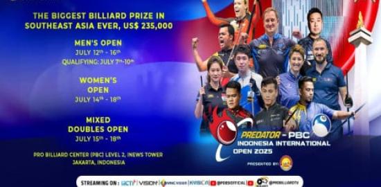 Predator PBC Indonesia International Open 2025 Siap Digelar, Hadiah Terbesar se-Asia Tenggara Capai USD 235.000