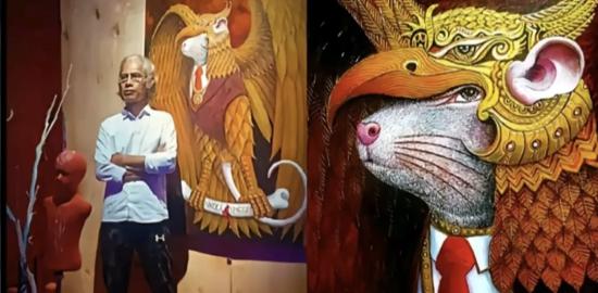 Pelukis Asal Kalimantan Membuat Karya Tikus Dalam Garuda