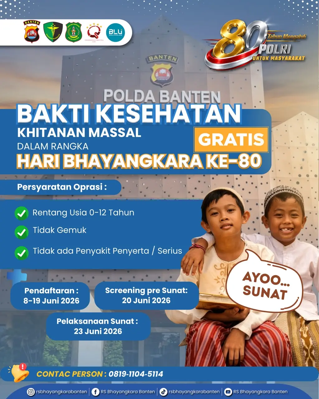 Semarak Hari Bhayangkara ke-80, Polda Banten Gelar Donor Darah dan Khitanan Gratis