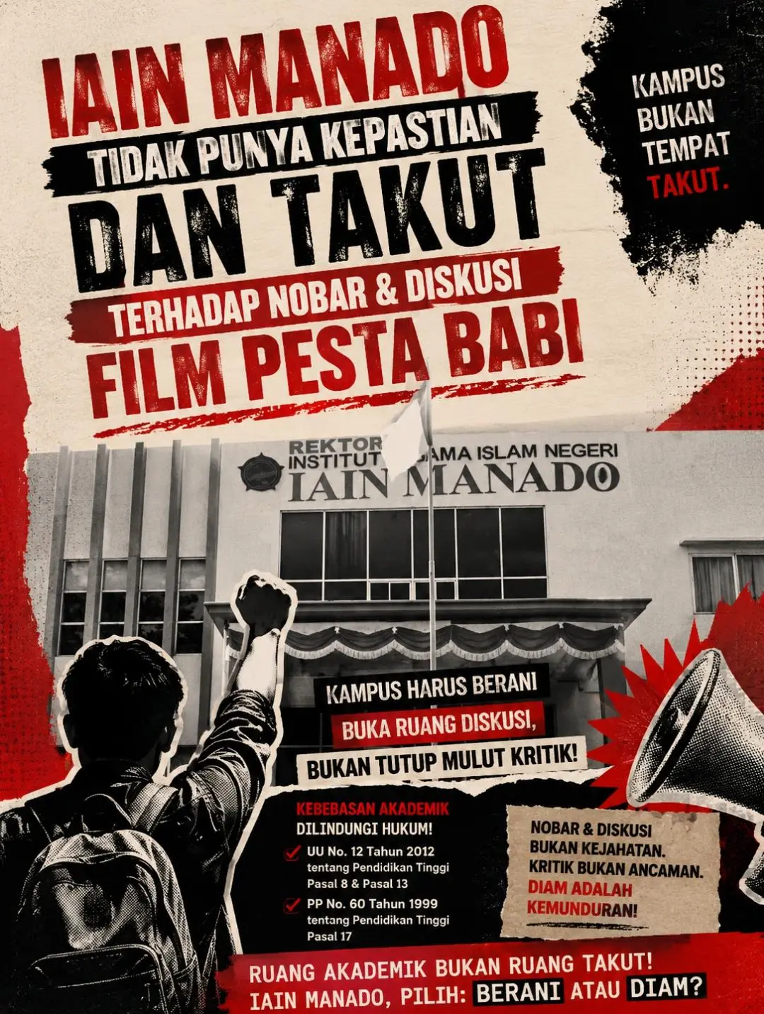 IAIN Manado Dinilai Tidak Punya Kepastian Sikap terhadap Nobar dan Diskusi Film Pesta Babi