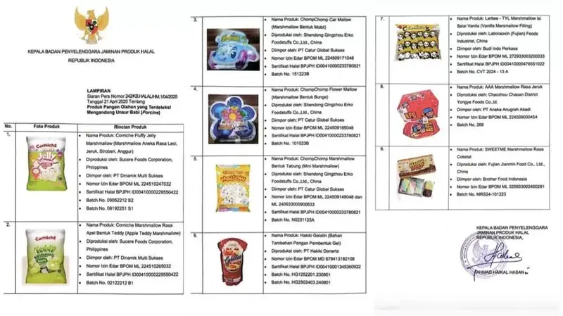 BPJPH Umumkan 9 Produk Marshmallow Mengandung Unsur Babi, Mayoritas Sudah Bersertifikat Halal