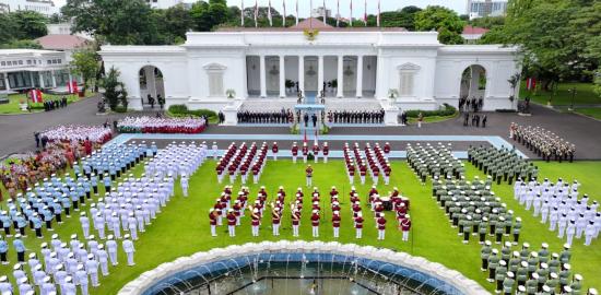 Upacara Kenegaraan Sambut Kedatangan Sekjen PKV Tô Lâm di Istana Merdeka Jakarta