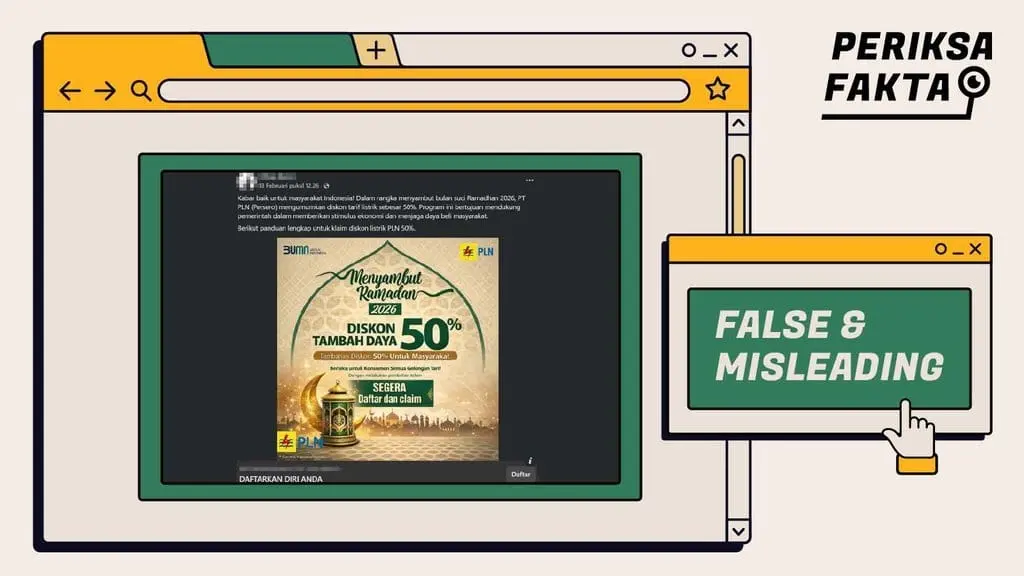 [SALAH] Hoaks Tautan Diskon Tarif Listrik & Tambah Daya Ramadhan 2026