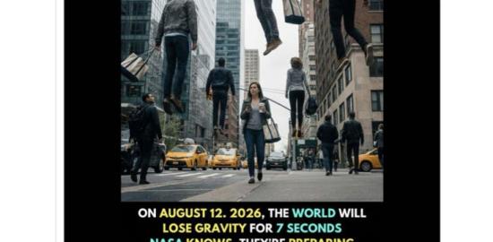 [SALAH] Hoaks! Bumi kehilangan gravitasi selama 7 detik pada 12 Agustus 2026