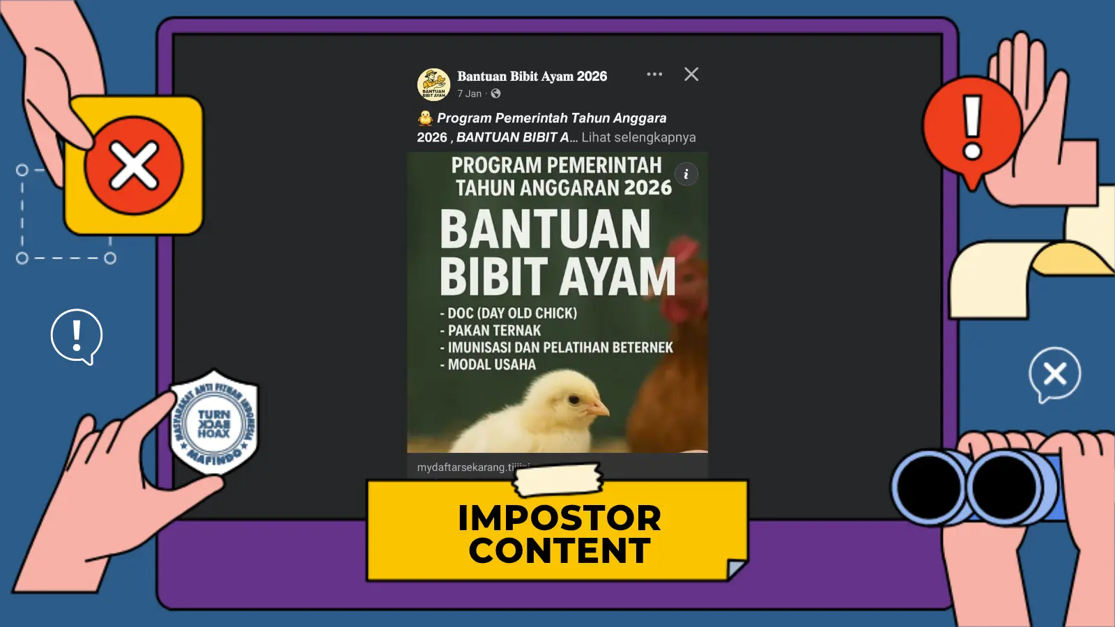 [PENIPUAN] Tautan Pendaftaran Bantuan Bibit Ayam Pemerintah Tahun 2026 di Media Sosial