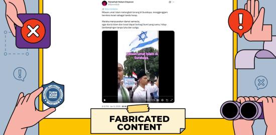 [SALAH] Video Aksi Damai Ribuan Umat Islam di Surabaya Membawa Bendera Israel