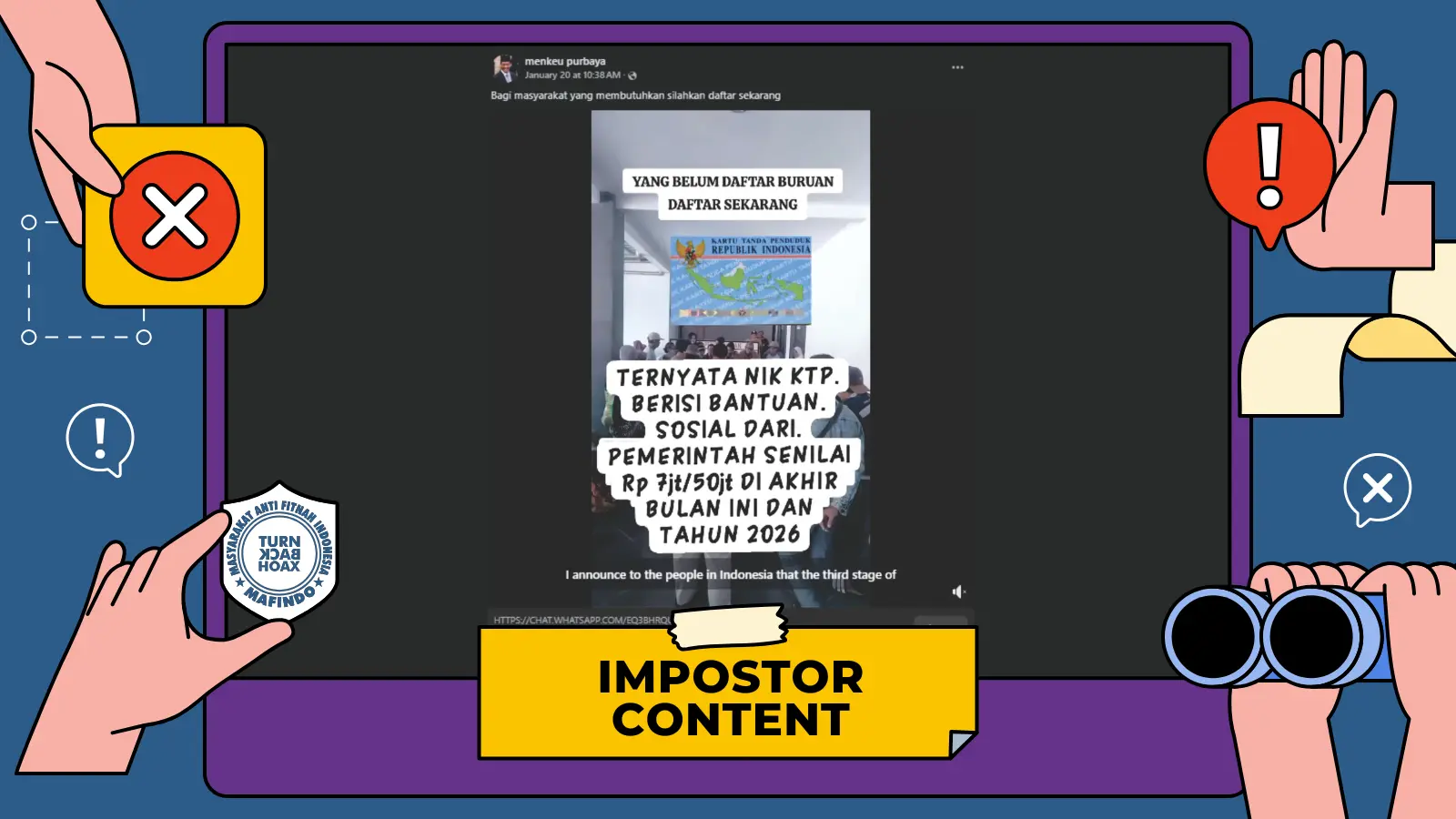 [PENIPUAN] Informasi Bantuan Sosial Pemerintah Rp7 Juta hingga Rp50 Juta Berbasis NIK KTP