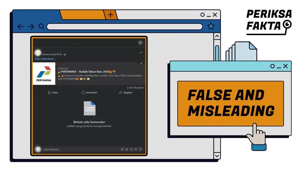 [HOAKS] Tautan Hadiah Tahun Baru 2026 Mengatasnamakan Pertamina