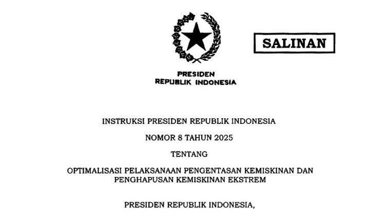 Pemerintah Terbitkan Inpres 8/2025: Optimalkan Upaya Pengentasan Kemiskinan dan Penghapusan Kemiskinan Ekstrem