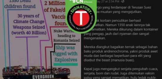 [SALAH] Klaim Kapal Kargo Evergreen yang Terdampar di Terusan Suez Mengangkut Ribuan Korban Penculikan Anak