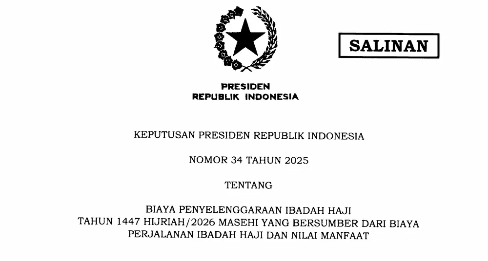 Informasi Keppres Mengenai Biaya Penyelenggaraan Ibadah Haji 1447 H