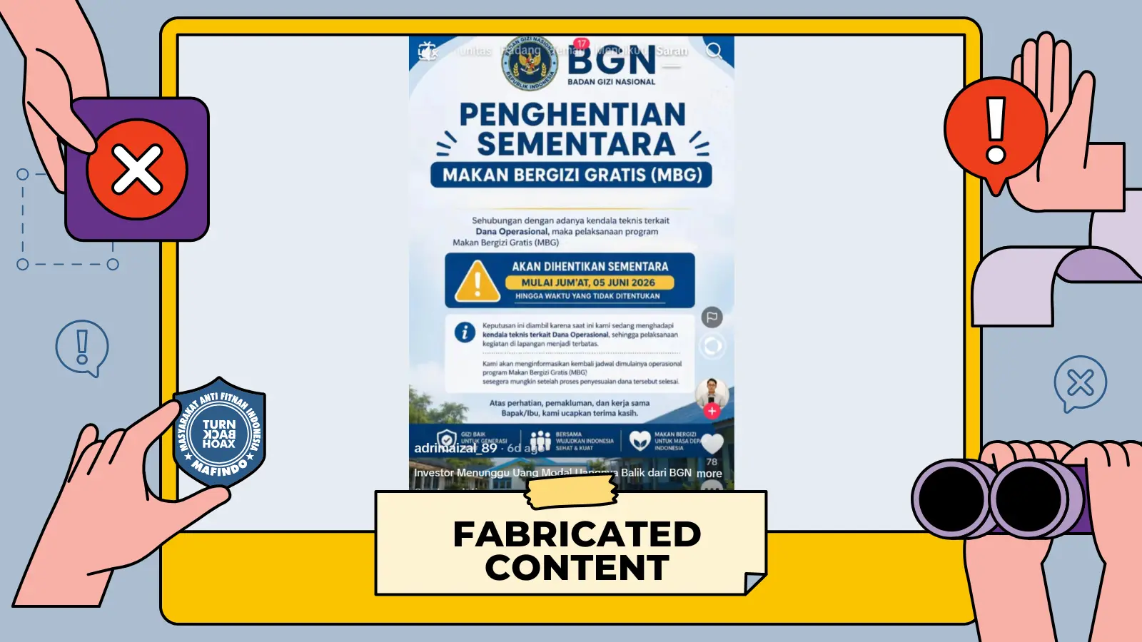 [SALAH] Edaran "Pemberhentian Sementara MBG" dari BGN