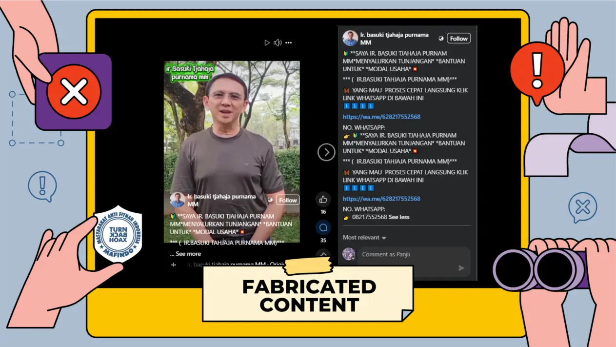 [PENIPUAN] Klaim Bantuan Modal Usaha Mengatasnamakan Ahok Kembali Beredar