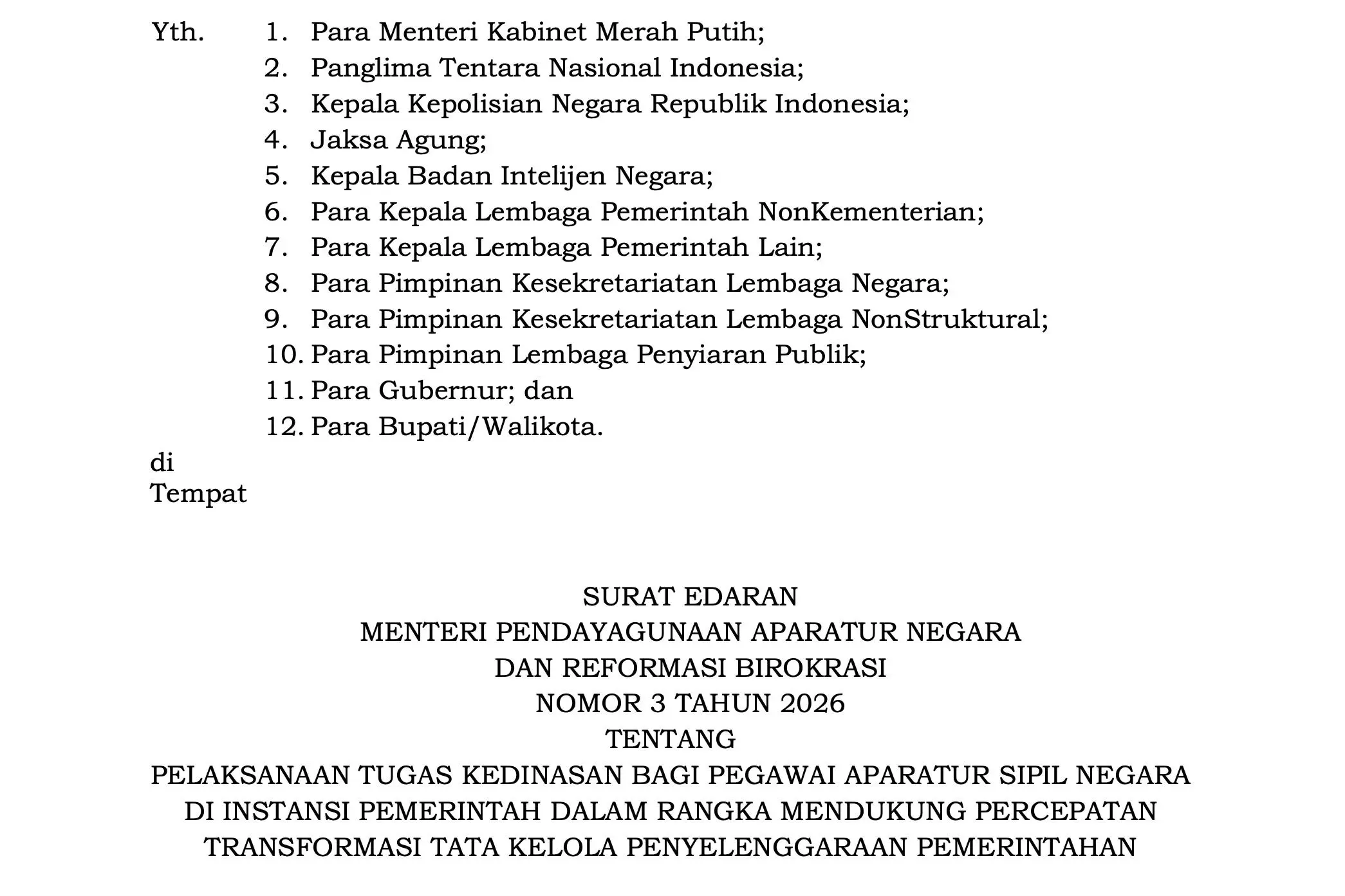 Menteri PANRB Terbitkan Ketentuan Transformasi Budaya Kerja ASN