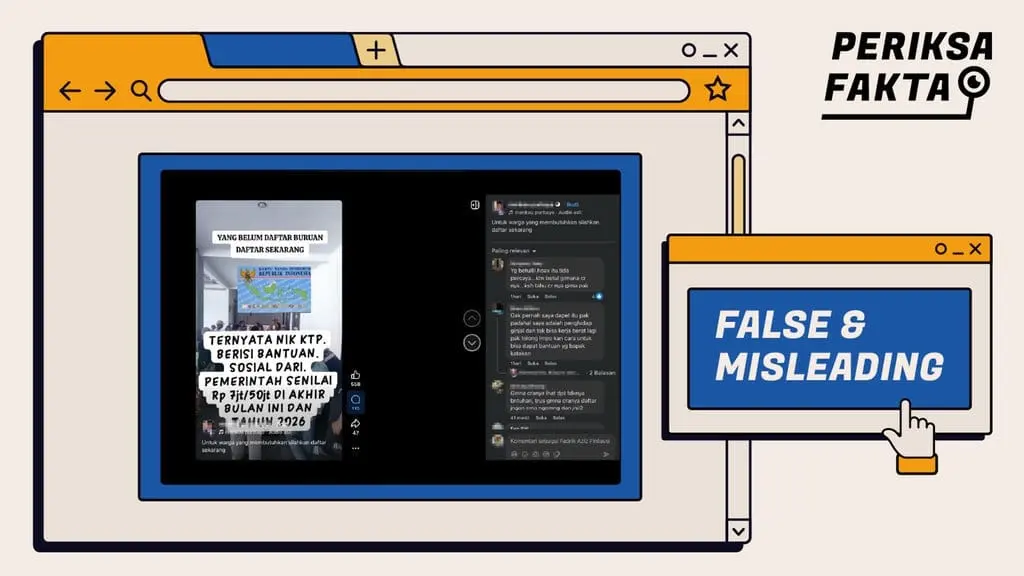 [HOAKS] Klaim NIK KTP Berisi Bantuan Sosial Senilai Rp7 Juta hingga Rp50 Juta