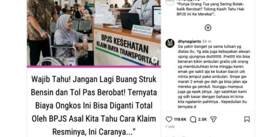 [SALAH] Hoaks! BPJS tanggung biaya transportasi pasien ke rumah sakit