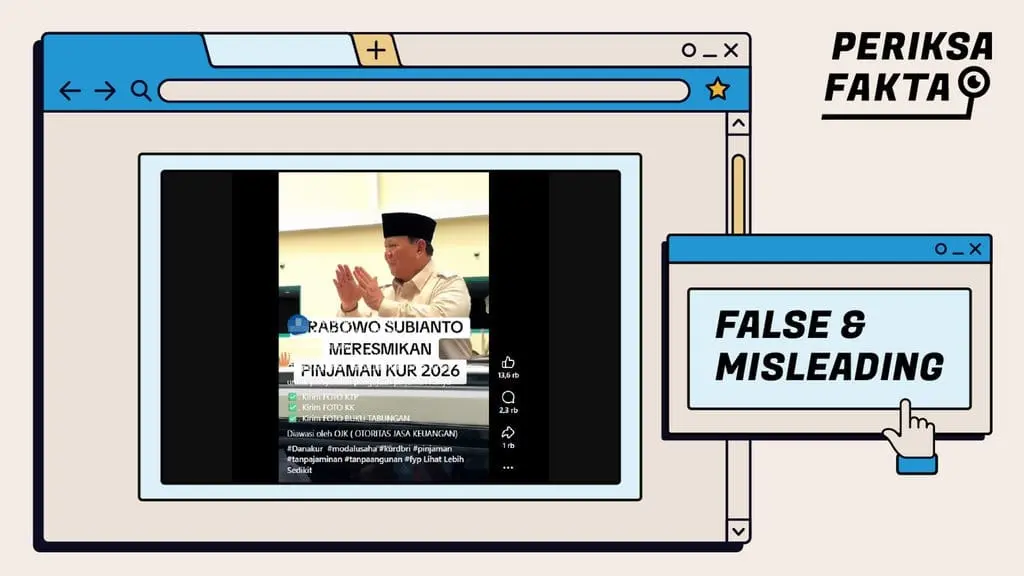 [SALAH] Tidak Benar Prabowo Resmikan Pinjaman KUR BRI 2026