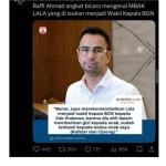 [SALAH] Hoaks! Raffi Ahmad akui rekomendasikan pengasuh anaknya, Lala menjadi wakil kepala BGN