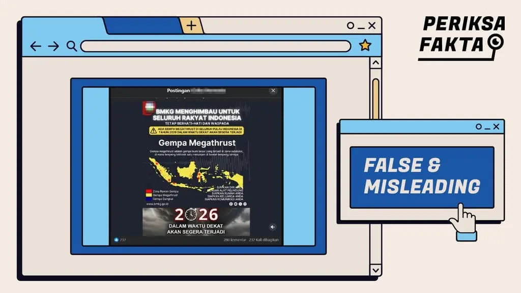 [SALAH] Hoaks BMKG Prediksi Gempa Megathrust di Tahun 2026