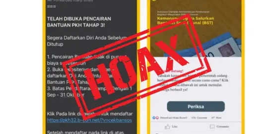 [SALAH] Hoaks! Kemensos Tidak Pernah Buka Pendaftaran Bansos Rp5,4 Juta Lewat Link Ini
