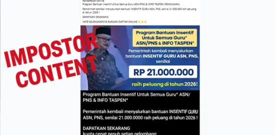 [HOAKS] Cek Fakta: Bantuan Insentif untuk Semua Guru Tahun 2026