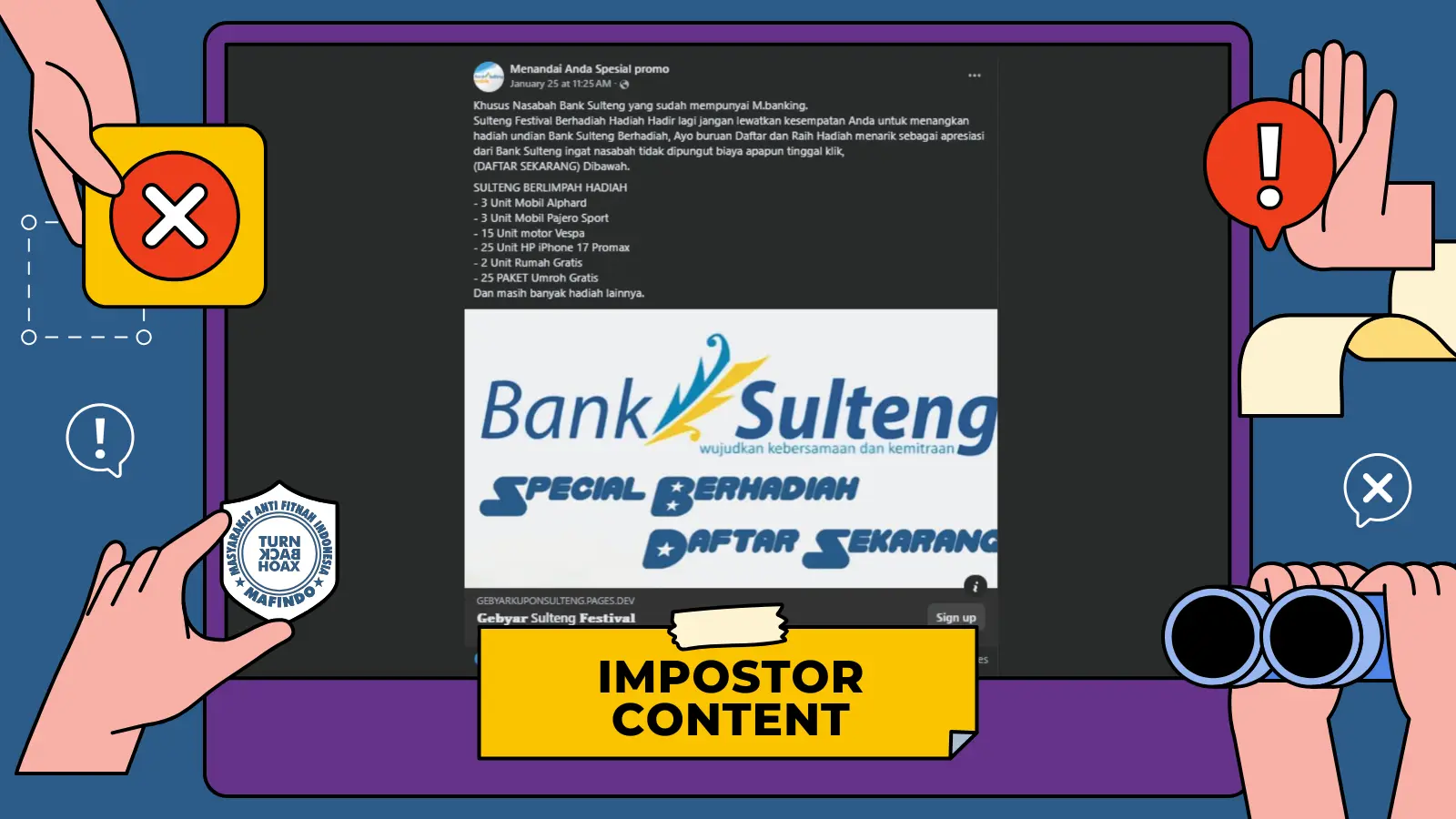 [PENIPUAN] Tautan Pendaftaran Undian Berhadiah Bank Sulteng 2026 di Media Sosial