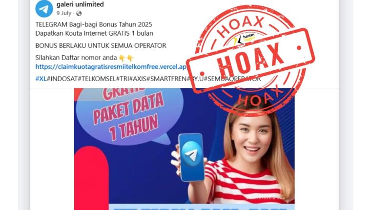Cek Fakta: Hoaks Tautan Kuota Internet Gratis Mengatasnamakan Telegram