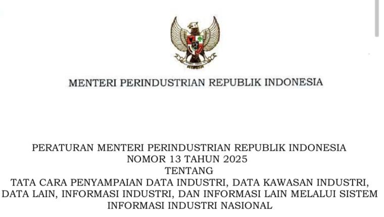 Permenperin 13/2025 Diterbitkan, Industri Wajib Lapor Data Secara Berkala