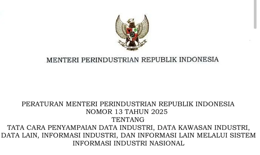 Permenperin 13/2025 Diterbitkan, Industri Wajib Lapor Data Secara Berkala